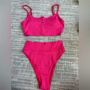 Aerie bright pink high waisted bikini